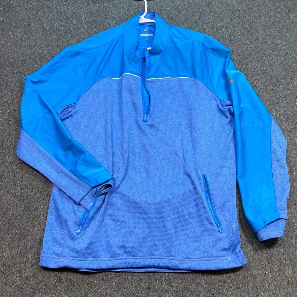 Adidas Golf Pullover Sz XL Mens Blue Athleisure Quarter Zip Performance Jacket